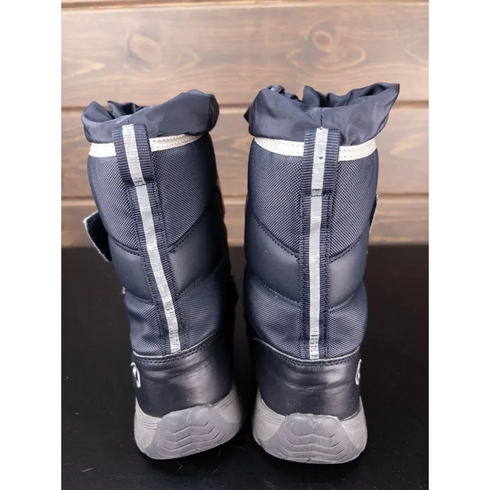 Lands' End Kids Snow Flurry Insulated Winter Boots Navy Blue Hook Loop Youth 1M
